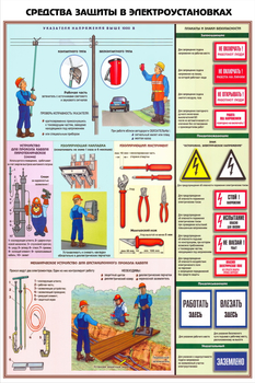 ПС29 Средства защиты в электроустановках (ламинированная бумага, А2, 3 листа) - Плакаты - Электробезопасность - Магазин охраны труда ИЗО Стиль